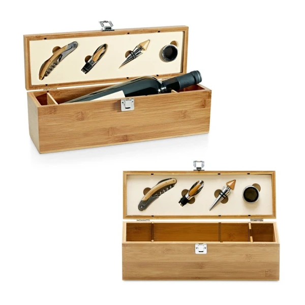 Conjunto para vinho em bambu 3 Conjunto para vinho em bambu