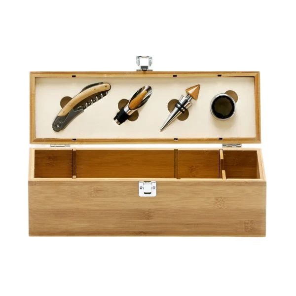 Conjunto para vinho em bambu